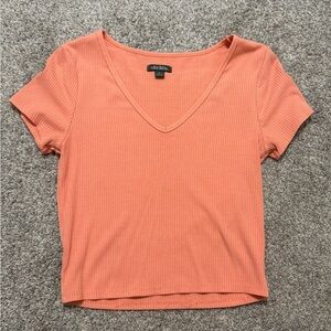 Wild Fable Orange Pink Fitted Ribbed T-Shirt